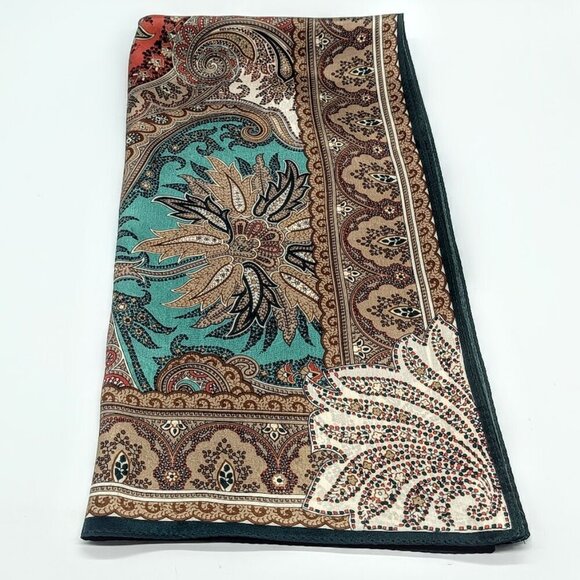 Vintage Anne Klein for Vera Tan Paisley Silk Square Scarf - Picture 2 of 7